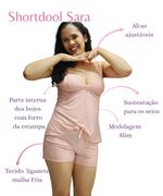 Combo Pijama Shortdool Sara + Tanga regulável 