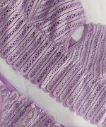 Conjunto lingerie Lívia - Cropped de renda e tanga regulável - Lilas