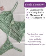 Conjunto lingerie Lívia - Cropped de renda e tanga regulável - Verde