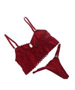 Conjunto lingerie Lívia - Cropped de renda e tanga regulável - Vermelho