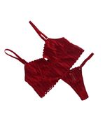 Conjunto lingerie Lívia - Cropped de renda e tanga regulável - Vermelho