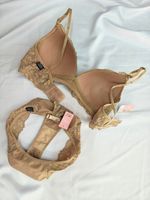 Conjunto lingerie renda, bojo triangular, sem aros - Canela