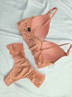 Conjunto lingerie rendado, bojo triangular, sem aros  Rosa