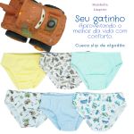Cueca Infantil Slip cores sortidas 100% algodão - kit 6 un