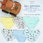 Kit - Cueca Infantil Slip Estampada 100% algodão, 10 un