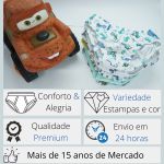 Kit - Cueca Infantil Slip Estampada 100% algodão, 10 un