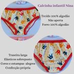 Kit 10 Calcinhas Infantis Nina 100% Algodão – Estampadas divertidas