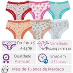 kit 10 un - Calcinha infantil extra macia com rendinha