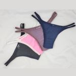 kit 4 Tangas String, dupla tira lateral, Microfibra poá