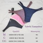 kit 4 Tangas String, dupla tira lateral, Microfibra poá