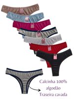 Kit 7 Calcinhas de algodão traseira cavada cores sortidas