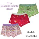 Trio de Calcinha Boxer infanto/juvenil Duda