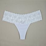 Tanga Ana Paula - Calcinha Microfibra Cós Renda Fio - Branco