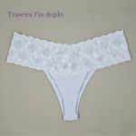 Tanga Ana Paula - Calcinha Microfibra Cós Renda Fio - Branco