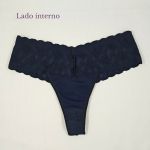 Tanga Ana Paula - Calcinha Microfibra Cós Renda Fio - Preto