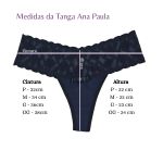 Tanga Ana Paula - Calcinha Microfibra Cós Renda Fio - Preto