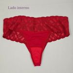 Tanga Ana Paula - Calcinha Microfibra Cós Renda Fio - Vermelho