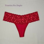 Tanga Ana Paula - Calcinha Microfibra Cós Renda Fio - Vermelho