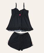 Shortdoll Feminino Liganete Rococó Poá – Conjunto Baby Doll Confortável com Bojo Duplo