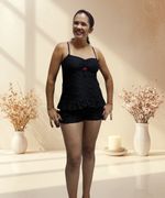 Shortdoll Feminino Liganete Rococó Poá – Conjunto Baby Doll Confortável com Bojo Duplo