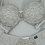 Conjunto de lingerie Maria - Nude renda bicolor 