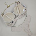 Conjunto de lingerie Maria - Nude renda bicolor 