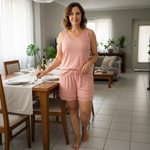  Shortdool Susan malha canelada camiseta  Rosa Romance 