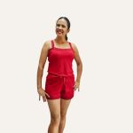 Shortdool kely - Alça Rendada Malha Canelada - Vermelho 