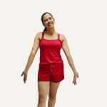 Shortdool kely - Alça Rendada Malha Canelada - Vermelho 