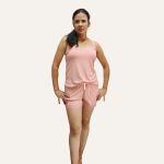 Shortdool kely Alça Rendada malha canelada - Rosa
