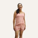 Shortdool kely Alça Rendada malha canelada - Rosa