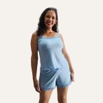 Shortdool kely Alça Rendada malha canelada - Azul