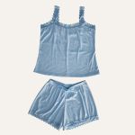 Shortdool kely Alça Rendada malha canelada - Azul