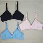 Kit com 3 Sutiãs Menina Moça Sem Bojo em Cottom – Cores Sortidas