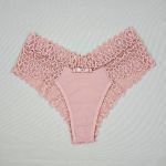 Conjunto Maria com Bojo em Renda Rosé e Calcinha Rendada Fio Duplo no