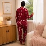 Pijama Longo Aurora – Manga Longa Estampado Feminino -  Vermelho