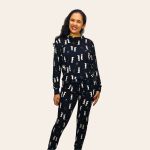 Pijama Longo Aurora – Manga Longa Estampado Feminino - Preto 