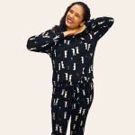 Pijama Longo Aurora – Manga Longa Estampado Feminino - Preto 