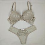 Conjunto de Lingerie cor Canela em Microfibra e Renda com Bojo