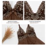 Camisola Capuccino em Tule e Renda Bicolor com Calcinha Fio
