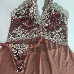 Camisola Capuccino em Tule e Renda Bicolor com Calcinha Fio