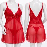 Camisola Noite Rubi em Tule e Renda com Calcinha Fio