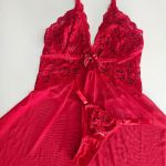 Camisola Noite Rubi em Tule e Renda com Calcinha Fio