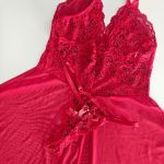 Camisola Noite Rubi em Tule e Renda com Calcinha Fio