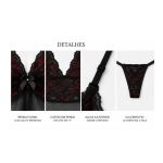 Camisola Noite em Tule e Renda Bicolor com Calcinha Fio - Preto 