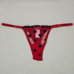 Conjunto Vermelho em Tule Bordado com Corações | Sutiã com Aro Sem Bojo