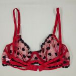 Conjunto Vermelho em Tule Bordado com Corações | Sutiã com Aro Sem Bojo