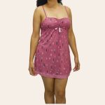 Camisola Cláudia Feminina Estampada com Renda e Sustentação - Rosa