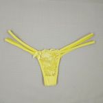 Calcinha Fio Dental  em Renda Tiras Duplas - AMARELO