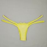 Calcinha Fio Dental  em Renda Tiras Duplas - AMARELO